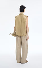 Shirt / JNBY Polka Dot Silk-Linen Sleeveless Shirt