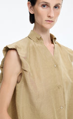 Shirt / JNBY Polka Dot Silk-Linen Sleeveless Shirt