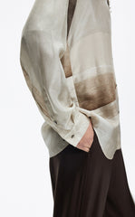 Shirt / JNBY Silk Pearl Print Relaxed Long Sleeve Shirt