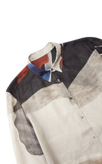 Shirt / JNBY Silk Pearl Print Relaxed Long Sleeve Shirt