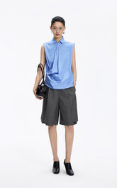 Shirt / JNBY Structured Sleeveless Cotton Pleated Shirt