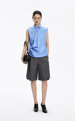 Shirt / JNBY Structured Sleeveless Cotton Pleated Shirt