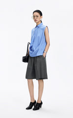 Shirt / JNBY Structured Sleeveless Cotton Pleated Shirt