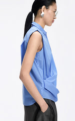 Shirt / JNBY Structured Sleeveless Cotton Pleated Shirt