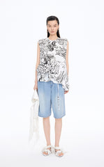 Shorts / JNBY Floral Print Denim Shorts