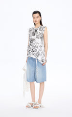 Shorts / JNBY Floral Print Denim Shorts