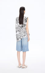 Shorts / JNBY Floral Print Denim Shorts