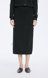 Skirt / JNBY 3D Floral Tassels Silk Blend Mid-Length Skirt