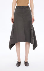 Skirt / JNBY Asymmetric Cotton Mid-Length Skirt