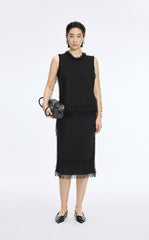 Skirt / JNBY Cotton Knit Fringe Midi Skirt