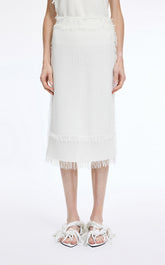 Skirt / JNBY Cotton Knit Fringe Midi Skirt