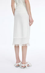Skirt / JNBY Cotton Knit Fringe Midi Skirt