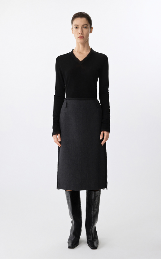 Skirt / JNBY Patchwork Blend Midi Skirt