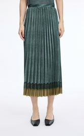 Skirt / JNBY Pleated A-Line Long Skirt with Wave Hem