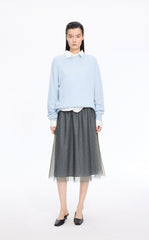 Skirt / JNBY Polka Dot Mesh A-Line Midi Skirt