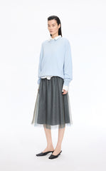 Skirt / JNBY Polka Dot Mesh A-Line Midi Skirt