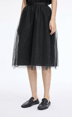 Skirt / JNBY Polka Dot Mesh A-Line Midi Skirt