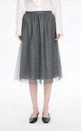 Skirt / JNBY Polka Dot Mesh A-Line Midi Skirt