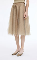 Skirt / JNBY Polka Dot Mesh A-Line Midi Skirt