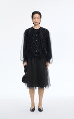 Skirt / JNBY Polka Dot Mesh A-Line Midi Skirt
