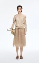 Skirt / JNBY Polka Dot Mesh A-Line Midi Skirt