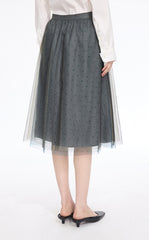 Skirt / JNBY Polka Dot Mesh A-Line Midi Skirt