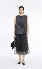 Skirt / JNBY Sheer A-Line Midi Tulle Skirt