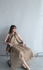 Skirt / JNBY Sheer A-Line Midi Tulle Skirt