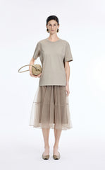 Skirt / JNBY Sheer A-Line Midi Tulle Skirt