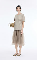 Skirt / JNBY Sheer A-Line Midi Tulle Skirt