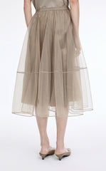 Skirt / JNBY Sheer A-Line Midi Tulle Skirt