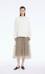 Skirt / JNBY Sheer A-Line Midi Tulle Skirt