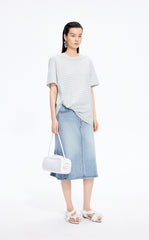 Skirt / JNBY Slight Stretch Mid-Length Denim Skirt