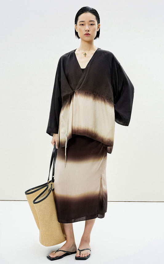 Skirt / LESS Silk Dip-Dye Skirt