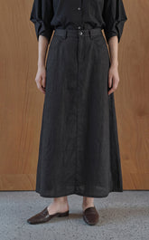 Skirt / JNBY Ramie A-Line Maxi Skirt