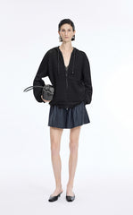 Sweater / JNBY Cotton Blend Hooded Cardigan Sweater