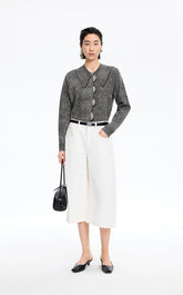 سويتير / JNBY قماش جاكوارد كارديغان مفتوح لونجلاين