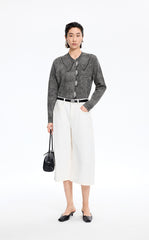 سويتير / JNBY قماش جاكوارد كارديغان مفتوح لونجلاين