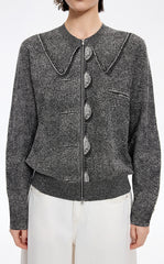 سويتير / JNBY قماش جاكوارد كارديغان مفتوح لونجلاين