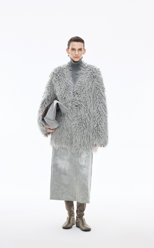 Sweater / JNBY Faux-fur texture Alpaca-Blend Long Cardigan