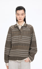 Sweater / JNBY Jacquard Raglan Cotton Blend Sweater