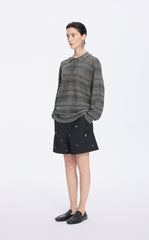 Sweater / JNBY Textured Knit Long-Sleeve Polo Top