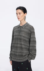 Sweater / JNBY Textured Knit Long-Sleeve Polo Top