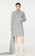 Sweater / JNBY Metallic-Thread Hooded Zip-Closure Cardigan