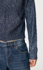 Sweater / JNBY Metallic-Thread Hooded Zip-Closure Cardigan