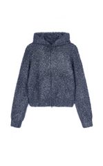 Sweater / JNBY Metallic-Thread Hooded Zip-Closure Cardigan