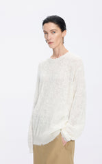 Sweater / JNBY Mixed Fiber Floral Oversized Pullover