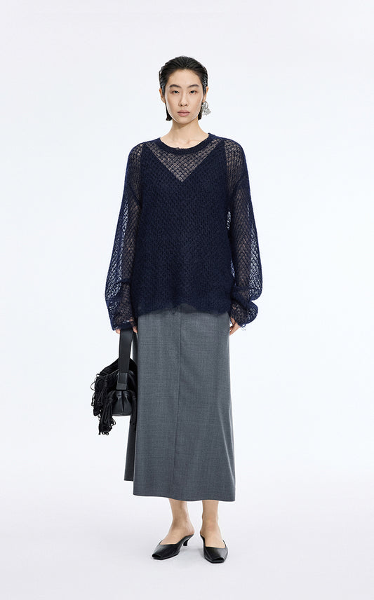 Sweater / JNBY Mohair Oversized Long Sleeve Pullover