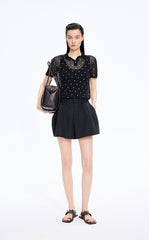 Sweater / JNBY Polka Dot Cotton Blend Knit Polo