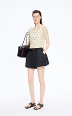 Sweater / JNBY Polka Dot Cotton Blend Knit Polo